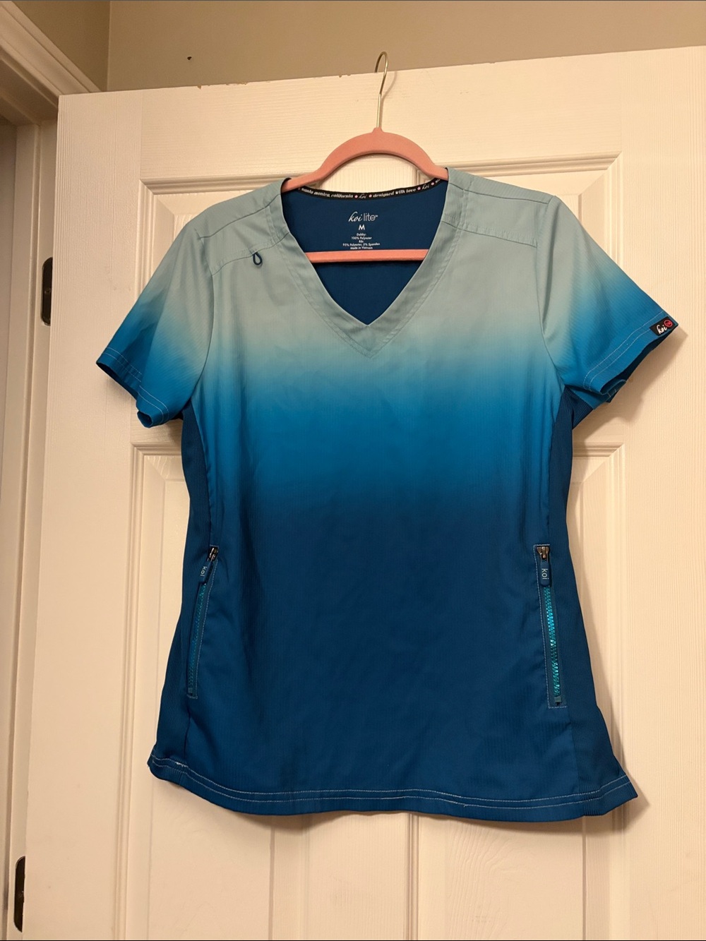Koi Lite Women's Ombre V-Neck Scrub Top - Blue